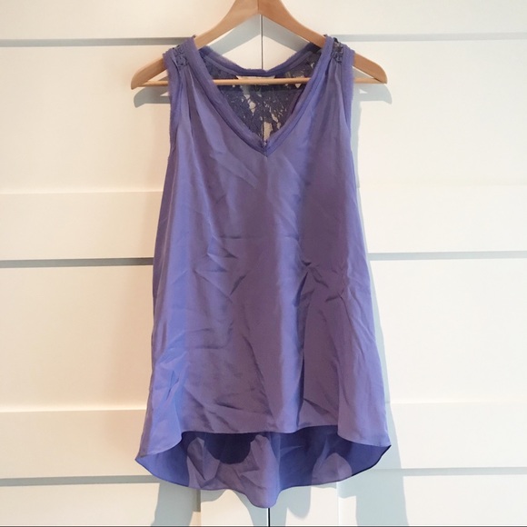 Rebecca Taylor lilac racerback lace top - Picture 1 of 11